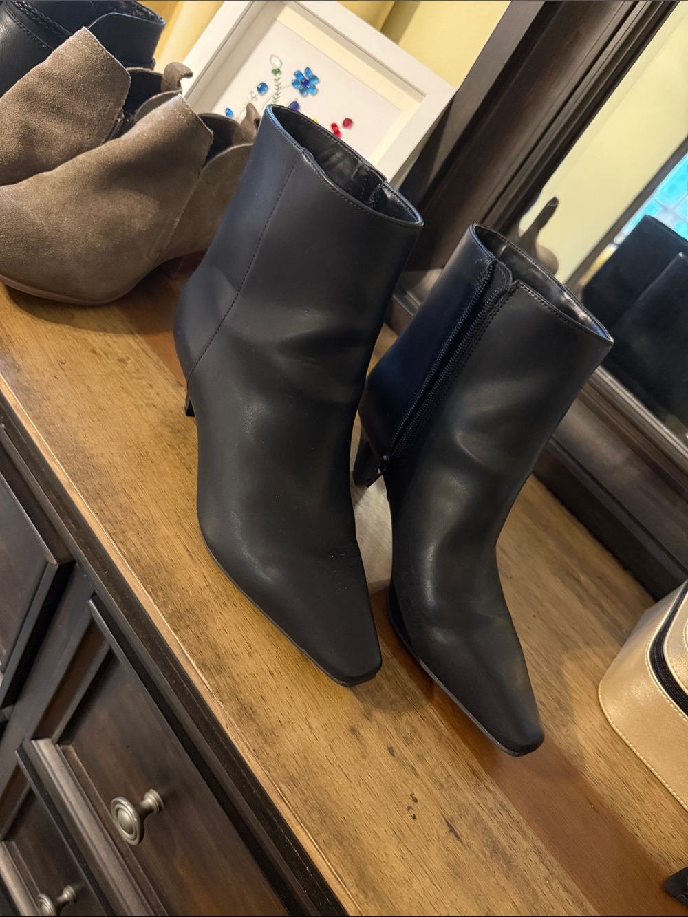 INC International Concepts Black Pointed-Toe Ankle Booties